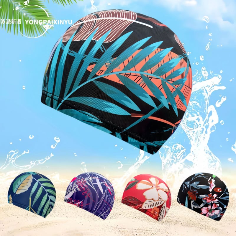 Peldēšanas cepure no poliestera ar drukas rakstu, unisex, pieaugušajiem (Poliesteris • Druka • Pieaugušie • Unisex)