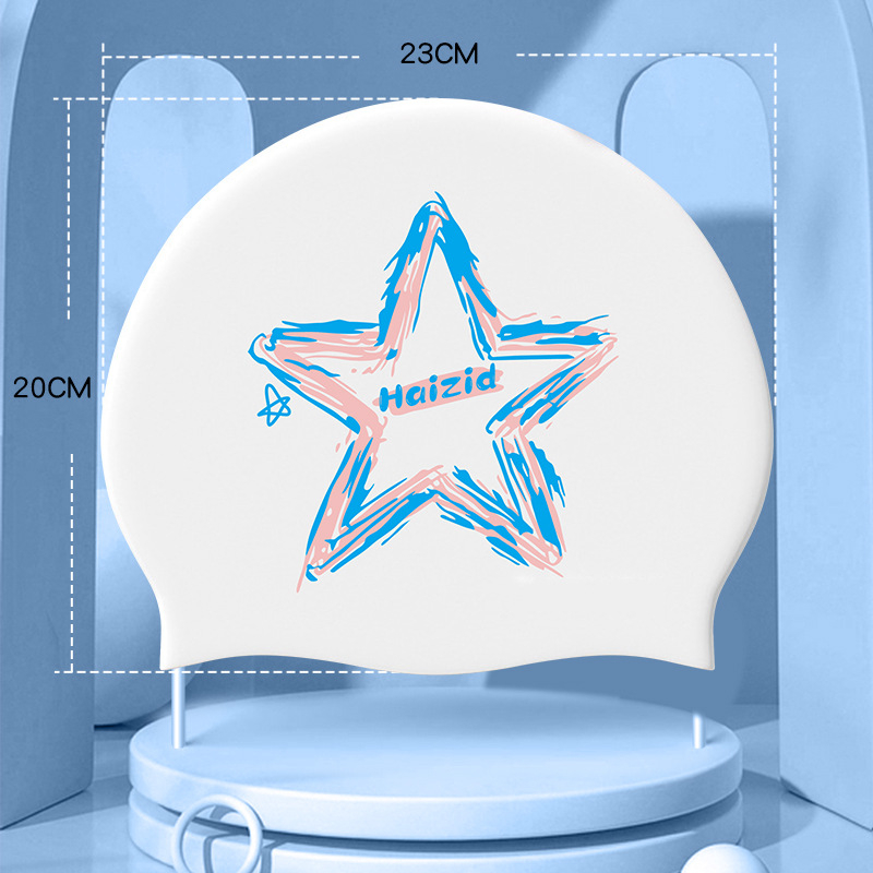 Silikona peldēšanas cepure un brilles komplekts pieaugušajiem, Haizid, drukāts raksts, peldēšanai un ūdenssportiem