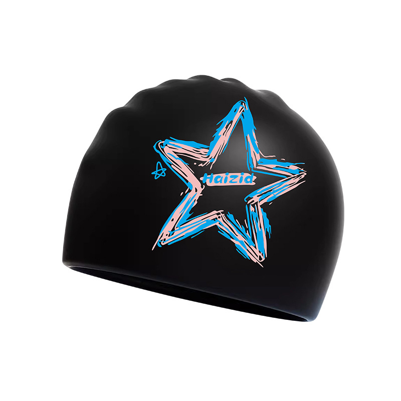 Silikona peldēšanas cepure un brilles komplekts pieaugušajiem, Haizid, drukāts raksts, peldēšanai un ūdenssportiem