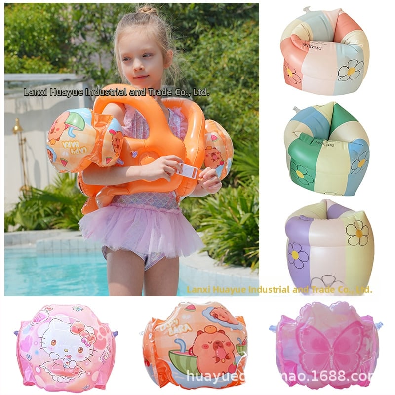 Bērnu peldēšanas gredzens uz rokas ar karikatūru drukāšanu, videi draudzīgs PVC, 0.21 mm biezums, manuāla piepumpēšana