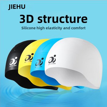Jettiger silikona plaukšanas cepure garām matiem, abiem dzimumiem – komplekts ar brilles, pieaugušajiem, vienkrāsu raksts, ūdensizturīga