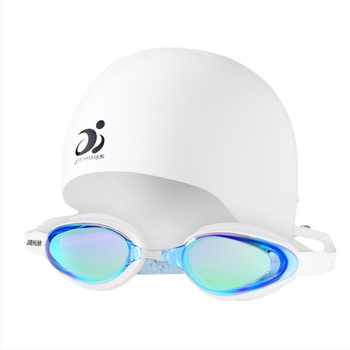 Jettiger silikona plaukšanas cepure garām matiem, abiem dzimumiem – komplekts ar brilles, pieaugušajiem, vienkrāsu raksts, ūdensizturīga