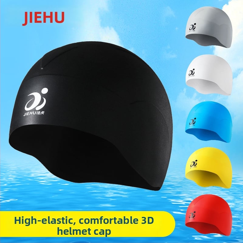 Jettiger silikona plaukšanas cepure garām matiem, abiem dzimumiem – komplekts ar brilles, pieaugušajiem, vienkrāsu raksts, ūdensizturīga