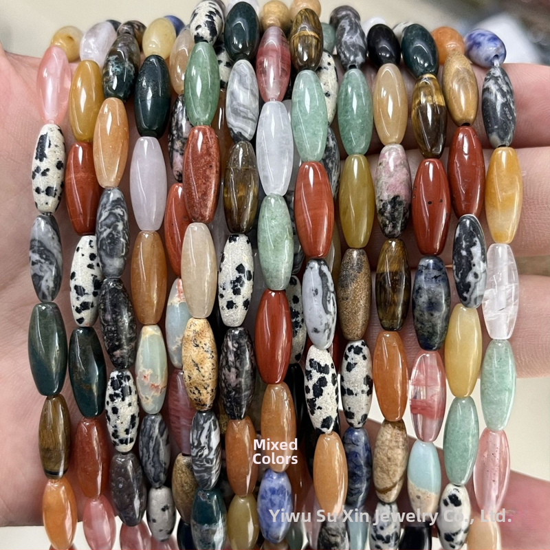6x16 mm rižaste perle od agat i aventurina, cilindrične perle, slobodne perle, poluproizvodi za DIY ogrlice