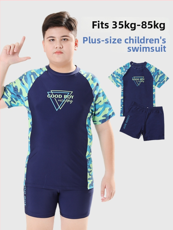 Muzhi Sea Плувен костюм за момчета и тийнейджъри, слънцезащитен и бързосъхнещ, за 6–14 г, 85% полиестер плат, 200 g, подплата 100% полиестер, стил бикини