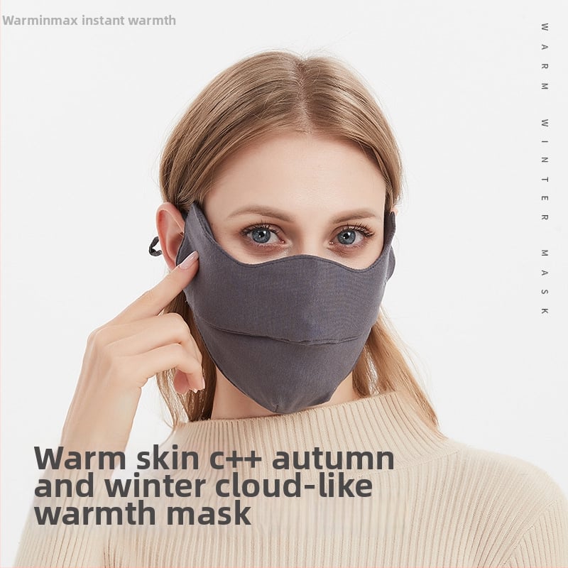 Moteriška šilta veido kaukė su ausų kilpomis, monochrominis raštas, dulkių apsauga, tinkama rudeniui ir žiemai