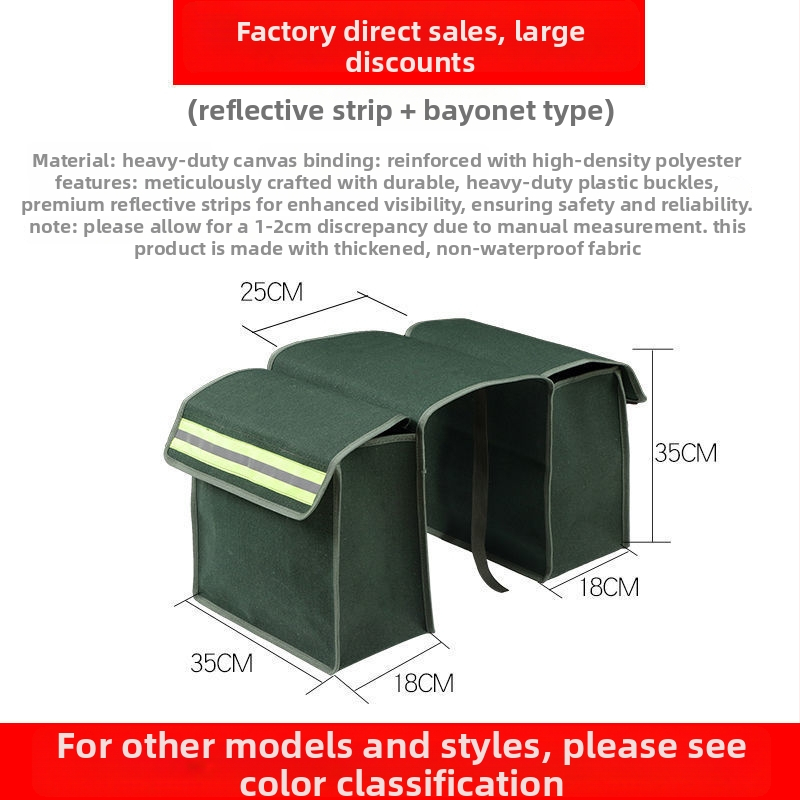 Motociklo sėdynių krepšiai iš storesnio drobinio audinio, abiem šonais, užpakaliniam sėdmeniui – įrankių dėžė