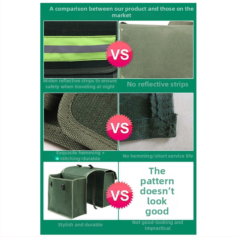 Motociklo sėdynių krepšiai iš storesnio drobinio audinio, abiem šonais, užpakaliniam sėdmeniui – įrankių dėžė