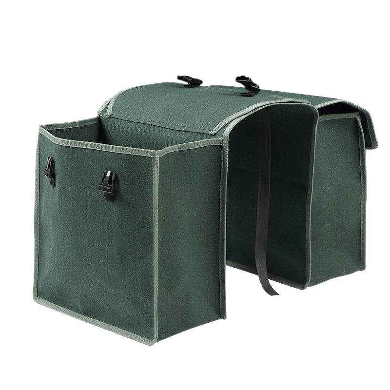 Motociklo sėdynių krepšiai iš storesnio drobinio audinio, abiem šonais, užpakaliniam sėdmeniui – įrankių dėžė