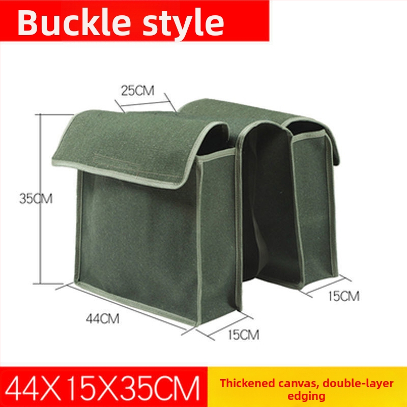 Motociklo sėdynių krepšiai iš storesnio drobinio audinio, abiem šonais, užpakaliniam sėdmeniui – įrankių dėžė