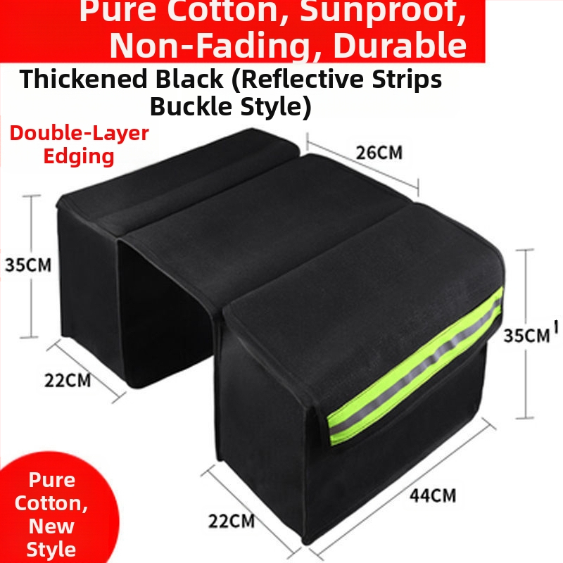 Motociklo sėdynių krepšiai iš storesnio drobinio audinio, abiem šonais, užpakaliniam sėdmeniui – įrankių dėžė