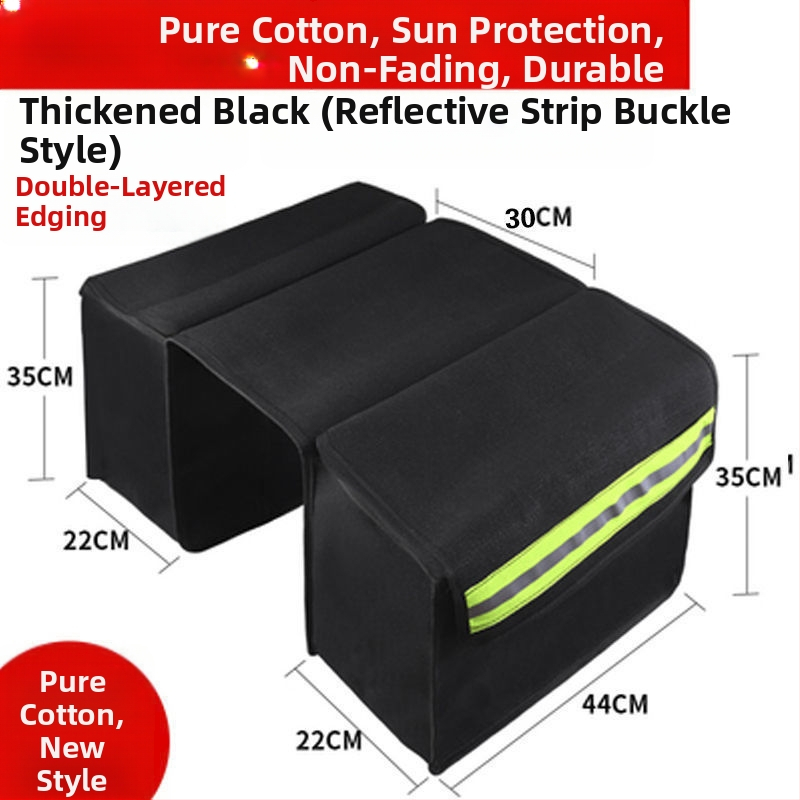 Motociklo sėdynių krepšiai iš storesnio drobinio audinio, abiem šonais, užpakaliniam sėdmeniui – įrankių dėžė