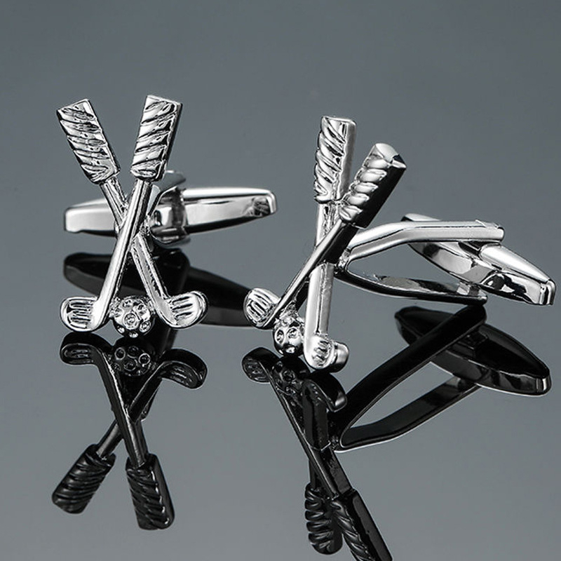 Rankogalių segtukai, sporto įrangos motyvas, varis, elektroplakavimas, kristalas, universalus stilius