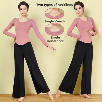 Moterų šokių treniruočių komplektas — prekinis ženklas yikuang; poliesteris su spandeksu; 50–70% spandex; 50–70% poliesterio; etninis šokis