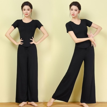 Moterų šokių treniruočių komplektas — prekinis ženklas yikuang; poliesteris su spandeksu; 50–70% spandex; 50–70% poliesterio; etninis šokis