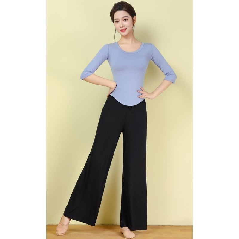 Moterų šokių treniruočių komplektas — prekinis ženklas yikuang; poliesteris su spandeksu; 50–70% spandex; 50–70% poliesterio; etninis šokis