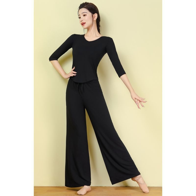 Moterų šokių treniruočių komplektas — prekinis ženklas yikuang; poliesteris su spandeksu; 50–70% spandex; 50–70% poliesterio; etninis šokis