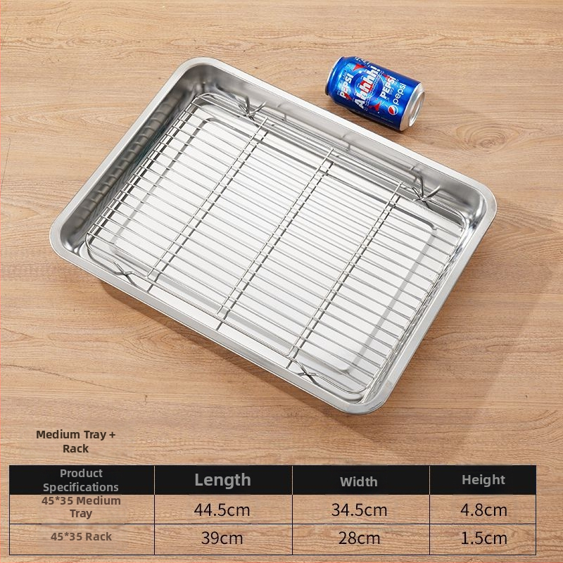Komercinis nerūdijančio plieno kvadratinis padėklas su tinkleliu aliejaus kontrolei, filtravimo talpa vandens ir aliejui, maisto demonstravimui, kepimui ir prieskoniams