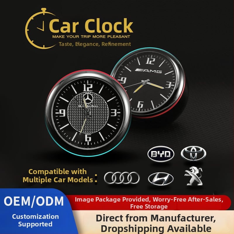 Automobilinis laikrodis su apšvietimu, skaitmeninis kvarcinis laikrodis, belaidis, metalinis korpusas, modelis 013, su logotipu spausdintu