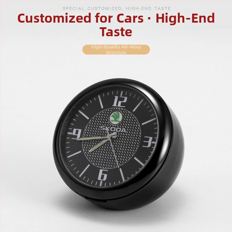 Automobilinis laikrodis su apšvietimu, skaitmeninis kvarcinis laikrodis, belaidis, metalinis korpusas, modelis 013, su logotipu spausdintu