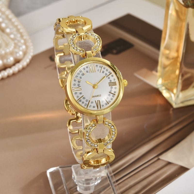 Uus naiste käekell moodsa Rooma sihverplaadiga, teemantidega inkrusteeritud, täisteemantidega luksusliku temperamendiga, lihtne käekell käevõrukaunistusega