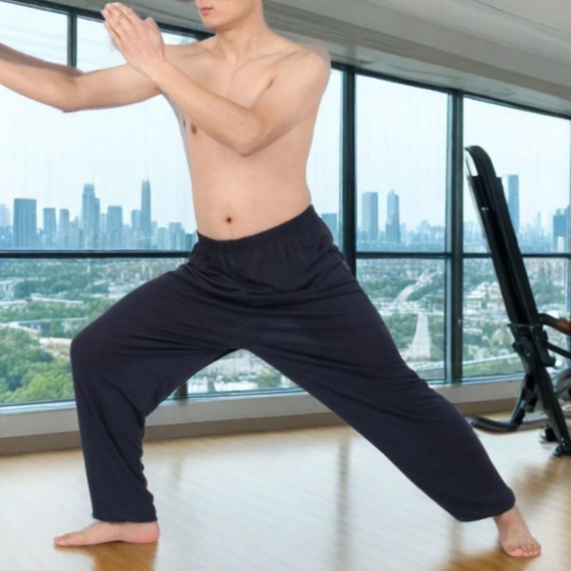 Taiji kelnės unisex – Vinylon-Lycra audinys su lino įdėklu, Sanda kovos menų treniruočių kelnės (Vinylon 51–70%, lino įdėklas 51–70%)