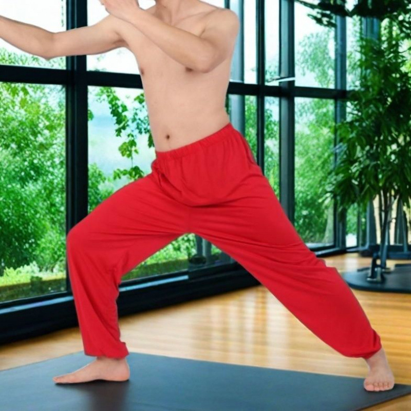 Taiji kelnės unisex – Vinylon-Lycra audinys su lino įdėklu, Sanda kovos menų treniruočių kelnės (Vinylon 51–70%, lino įdėklas 51–70%)