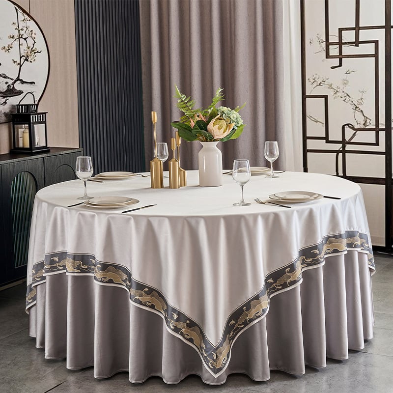 Clouds Stolnjak – kružni, poliester, jednofarbni uzorak, modern minimalistički stil, za hotel i banket