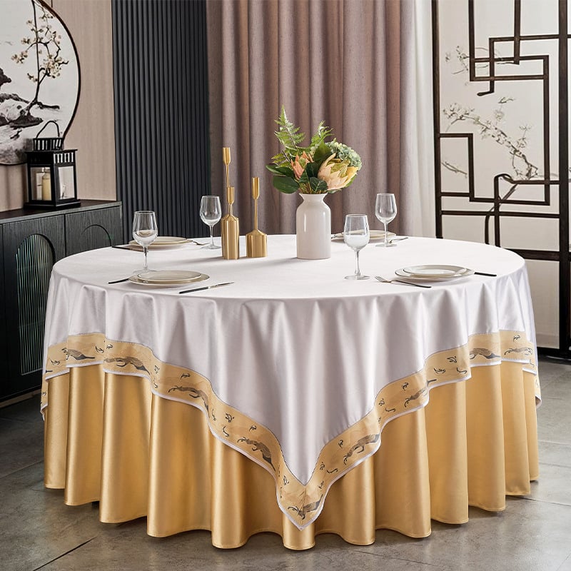 Clouds Stolnjak – kružni, poliester, jednofarbni uzorak, modern minimalistički stil, za hotel i banket