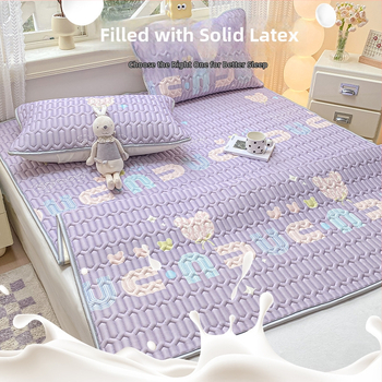 Tryjų dalių čiužinio paklodžių komplektas su elastingu kraštu, natūralus lateksas, latekso kiekis 90%+, spausdinta medžiaga