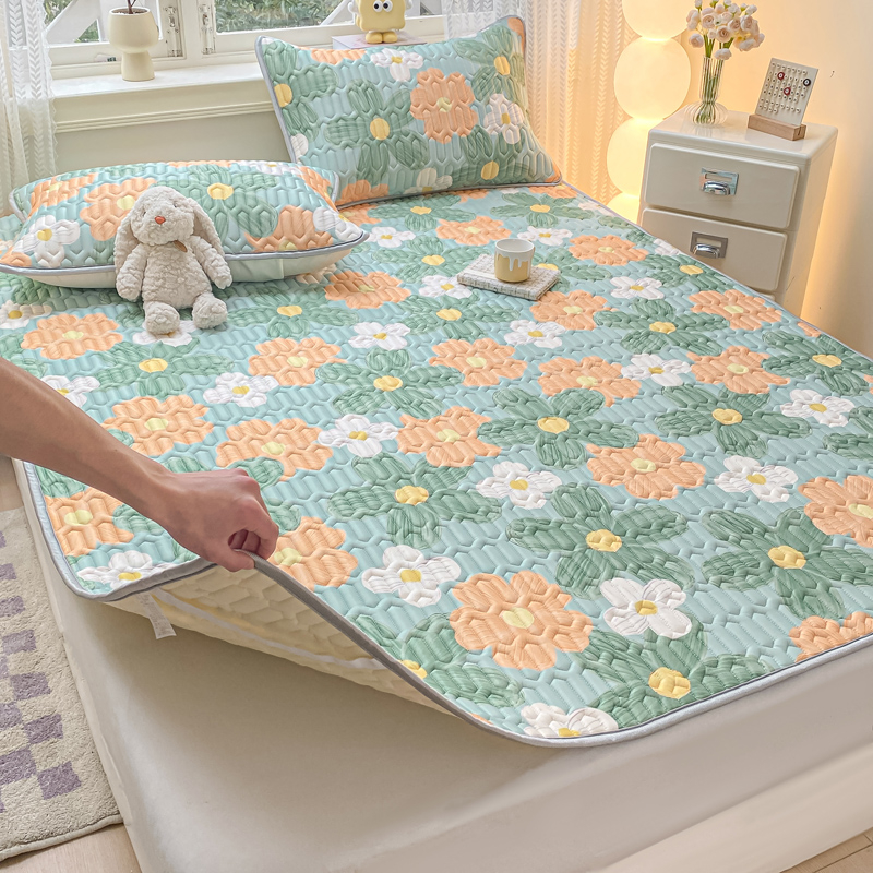 Tryjų dalių čiužinio paklodžių komplektas su elastingu kraštu, natūralus lateksas, latekso kiekis 90%+, spausdinta medžiaga