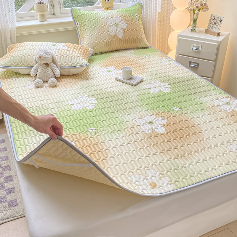 Tryjų dalių čiužinio paklodžių komplektas su elastingu kraštu, natūralus lateksas, latekso kiekis 90%+, spausdinta medžiaga