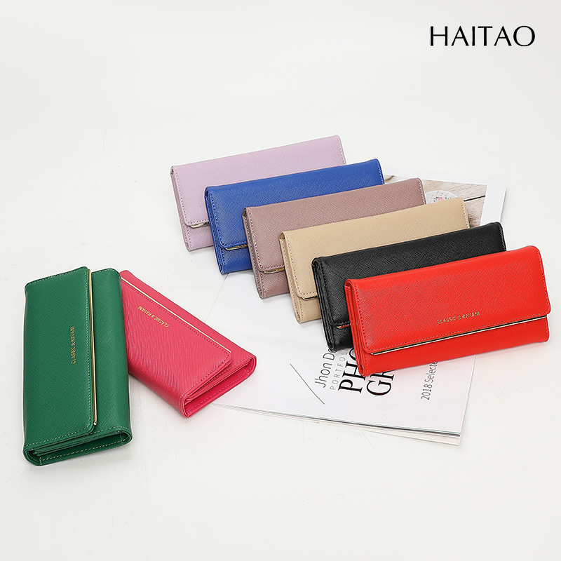 Sieviešu garš maks, liela ietilpība, retro trīskārši salokāms ādas maks, sajūga somiņa, vairumtirdzniecība.