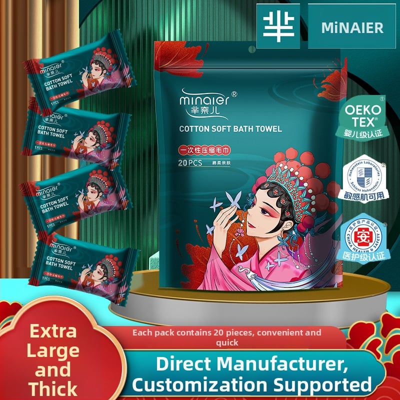 Minair Vienkartinis suspaustas rankšluostis, augalinių pluoštų, 50 g ir daugiau, kelionėms