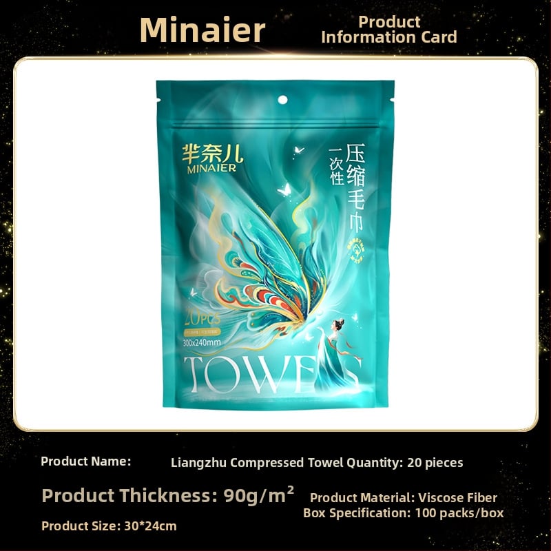 Minair Vienkartinis suspaustas rankšluostis, augalinių pluoštų, 50 g ir daugiau, kelionėms