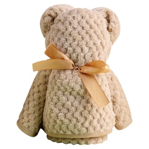 Mackó formájú korall velúr törölköző ajándékdobozban, esküvői kiadás, vastagabb nedvszívó, logónyomás elérhető