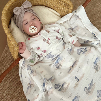 Baba körbefogó kendő - pamutfonalból, nyárra, mesés mintával, márka litemian, 1–3 éveseknek