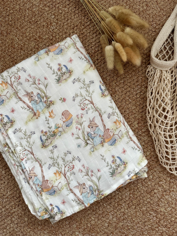 Baba körbefogó kendő - pamutfonalból, nyárra, mesés mintával, márka litemian, 1–3 éveseknek