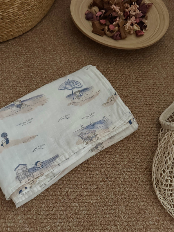 Baba körbefogó kendő - pamutfonalból, nyárra, mesés mintával, márka litemian, 1–3 éveseknek