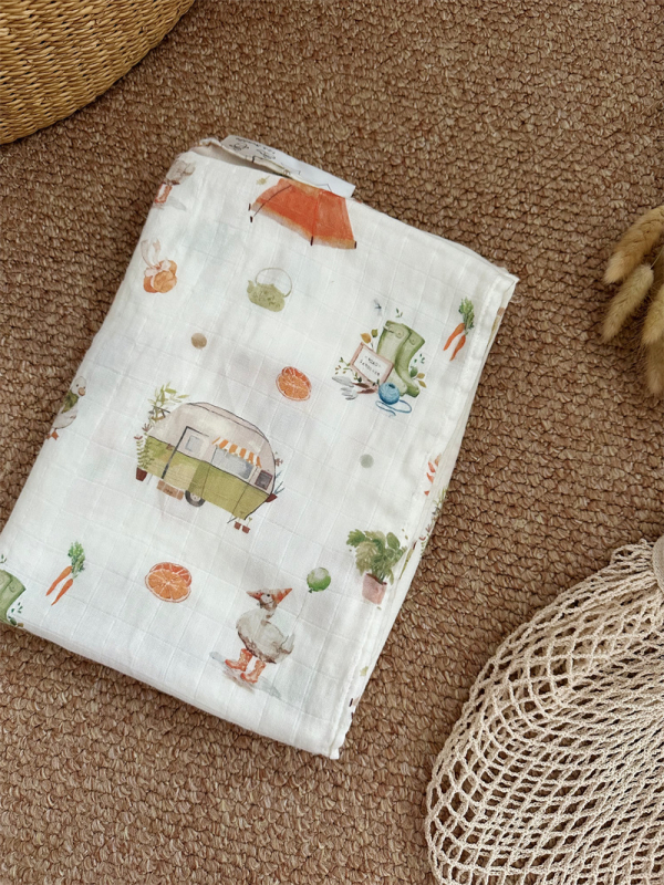 Baba körbefogó kendő - pamutfonalból, nyárra, mesés mintával, márka litemian, 1–3 éveseknek