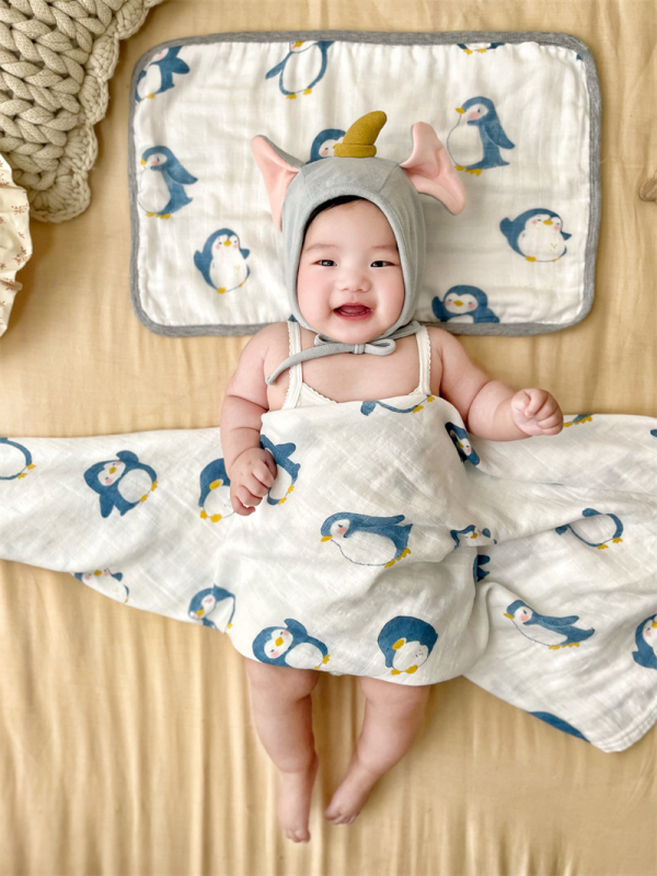 Baba körbefogó kendő - pamutfonalból, nyárra, mesés mintával, márka litemian, 1–3 éveseknek