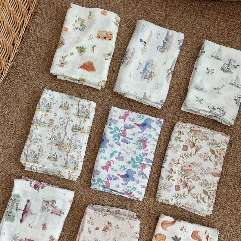 Baba körbefogó kendő - pamutfonalból, nyárra, mesés mintával, márka litemian, 1–3 éveseknek