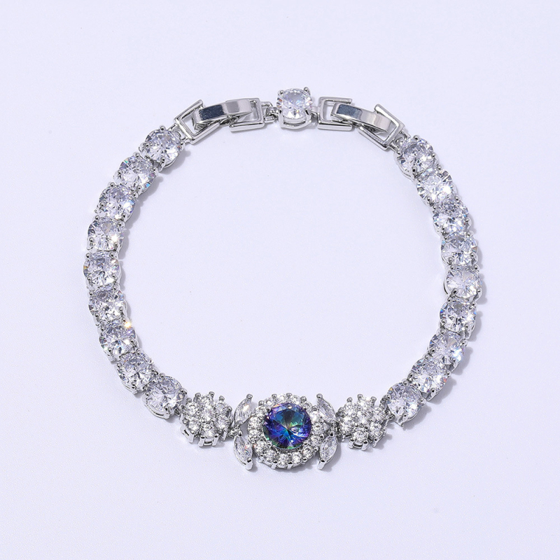 Kai Dimei narukvica s cvjetnim i geometrijskim dizajnom, miješani materijali, cirkon, ženski stil lagani luksuz