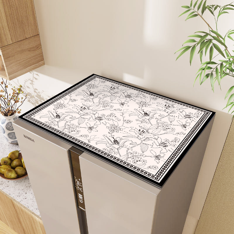 Tolmukaitse kate külmikule ja pesumasinale, topkate kahe ukse jaoks, siidilillede kangas, üldotstarbeline