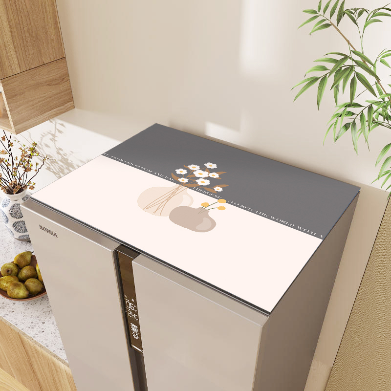 Tolmukaitse kate külmikule ja pesumasinale, topkate kahe ukse jaoks, siidilillede kangas, üldotstarbeline