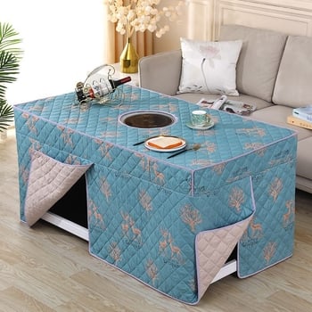 Biezināts taisnstūra apkures galda pārsegs, kokvilnas materiāls, Ķīniešu stil, piemērots kā putekļu pārsegs / dīvāna pārsegs / gaisa kondicioniera pārsegs