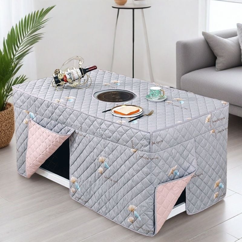 Biezināts taisnstūra apkures galda pārsegs, kokvilnas materiāls, Ķīniešu stil, piemērots kā putekļu pārsegs / dīvāna pārsegs / gaisa kondicioniera pārsegs