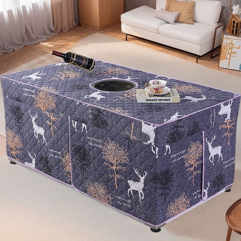 Biezināts taisnstūra apkures galda pārsegs, kokvilnas materiāls, Ķīniešu stil, piemērots kā putekļu pārsegs / dīvāna pārsegs / gaisa kondicioniera pārsegs