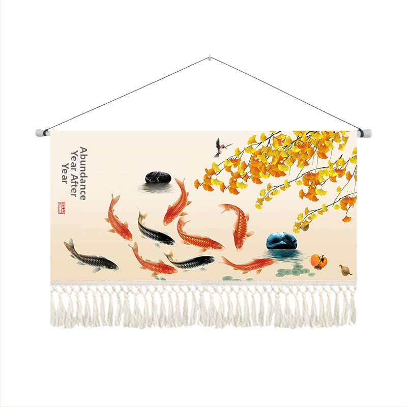 Gobelin od pamuk-blend materijala, strojno tkan, za dnevni boravak, novi kineski stil, pejzažni uzorak