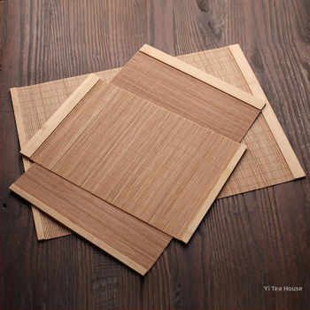 Μπαμπού ματ για τσάι με περιμετρικό ράψιμο, μόνωση τσαγιού, προσαρμογή με λογότυπο, κυκλοφορία 2024